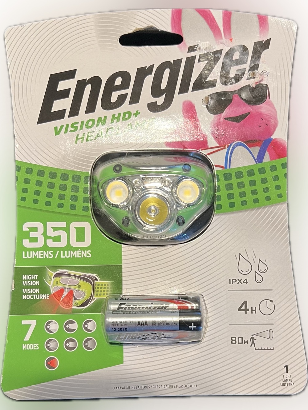 🔴New Energizer Vision HD+ 350 Lumen LED Headlamp 7 Modes Night Vision Green